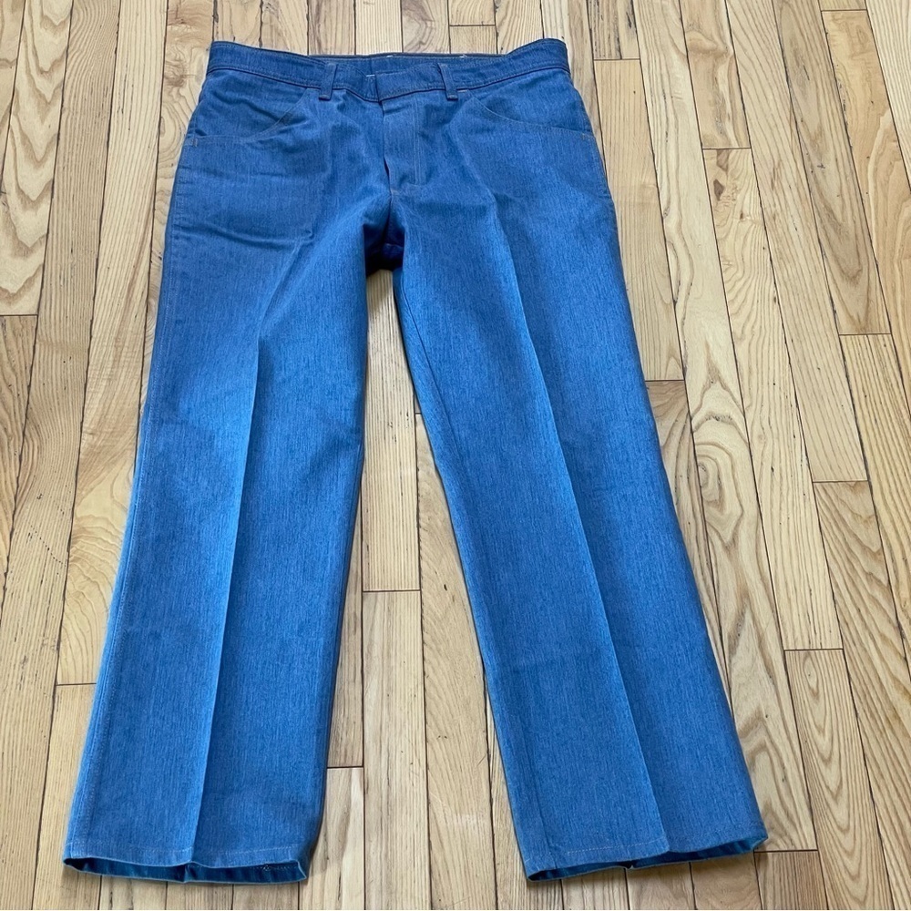 Vintage Grandpa Chambray Jeans, Light Blue Wash Cotton Poly Blend 34 X 29 Casual
